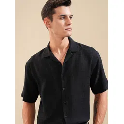 HIGHLANDER Men Spread Collar Solid Cotton Relaxed Fit Casual Shirt-picture-15