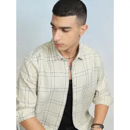 HIGHLANDER Men Spread Collar Tartan Checks Checked Cotton Relaxed Fit Casual Shirt-picture-20