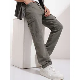 HIGHLANDER Men Straight Fit Easy Wash Cargos Trousers-picture-13
