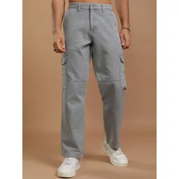 HIGHLANDER Men Straight Fit High-Rise Cargos Trousers-picture-17