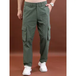 HIGHLANDER Men Straight Fit High-Rise Cotton Cargo Trousers-picture-30