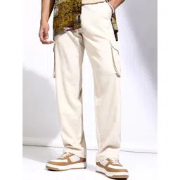 HIGHLANDER Men Straight Fit Mid-Rise Cotton Cargos Trousers-picture-24