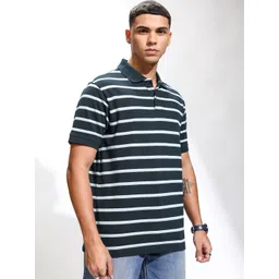 HIGHLANDER Men Striped Polo Collar Relaxed Fit T-shirt-picture-29