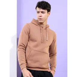 HIGHLANDER Men Tan Solid Hooded Sweatshirt-picture-19