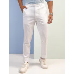 highlander Men Tapered White Cotton Blend Trousers-picture-28