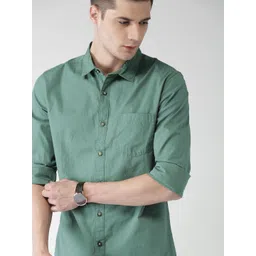 HIGHLANDER Men Teal Slim Fit Solid Casual Shirt-picture-41