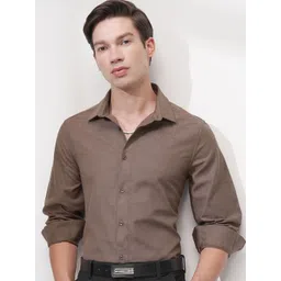 HIGHLANDER Men Textured Comfort Slim Fit Opaque Casual Shirt-picture-23