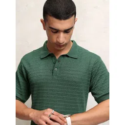 Highlander Men Textured Relaxed Fit Knitted Polo Collar T-shirt-picture-36