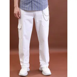 HIGHLANDER Men White Relaxed Fit Clean Look Cotton Jeans-picture-23