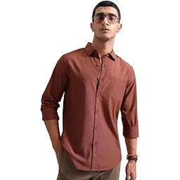 highlander Men's Printed Slim Fit Shirt (PHSH000044_Peanut-picture-15