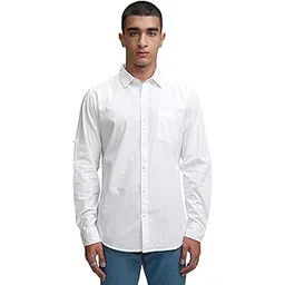 highlander Men's Solid Slim Fit Shirt (HLSH013831_White-picture-16