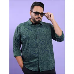 HIGHLANDER Plus Size Floral Printed Spread Collar Regular Fit Cotton Casual Shirt-picture-21