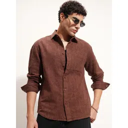 HIGHLANDER Relaxed Fit Textured Cutaway Collar Cotton Shirt-picture-24