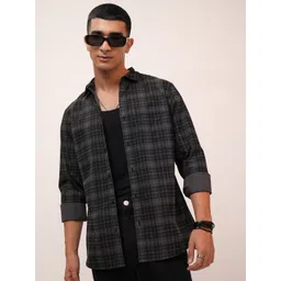 HIGHLANDER Slim Fit Tartan Checks Cotton Checked Casual Shirt-picture-36