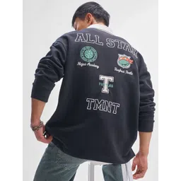 HIGHLANDER Viacom Ninja Turtles Men Printed Oversized Drop Shoulder Polo Sweatshirt-picture-31