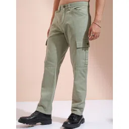 highlander Men Straight Fit Grey Pure Cotton Trousers image 4
