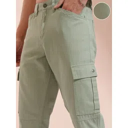 highlander Men Straight Fit Grey Pure Cotton Trousers image 5