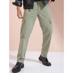 highlander Men Straight Fit Grey Pure Cotton Trousers image 1