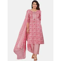 HIGHLIGHT FASHION EXPORT Floral Printed Pure Cotton Kurta With Trousers & Dupatta-picture-29