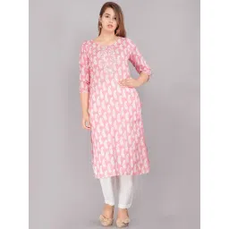 HIGHLIGHT FASHION EXPORT Pink Cotton Printed Straight Kurta-picture-48