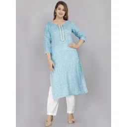 HIGHLIGHT FASHION EXPORT Sky Blue Cotton Striped Straight Kurta-picture-46