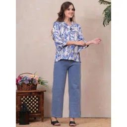 HIGHLIGHT FASHION EXPORT Women Straight Abstract Printed Casual Top-picture-18