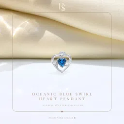 highspark 925 Silver Solitaire Blue Heart Pendant For Women Zircon Sterling Silver Pendant image 3