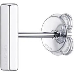 highspark 925 Silver Men's Tiny Rectangular Bar Stud Earring | 92.5 Sterling Silver & Stunning Shine | Single Stud for Men | Lovely Gift - Rectangular Bar-picture-44