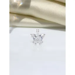 HighSpark 92.5 Sterling Silver Cubic Zirconia Studded Butterfly Solitaire Pendant-picture-12