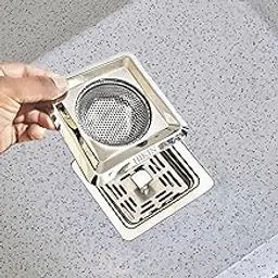 HIKIN SUPERMARKET Square Stainless Steel Kitchen Strainer,Sink Jali,Drain Filter,Wide Rim Anti Clogging Mesh Drain Filter Vegetable Hair Catcher Drain Cover,11.5Wx2.5H Centimeters-picture-11