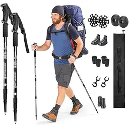 Hiking Trekking Poles, 2 Pack Collapsible,Lightweight, Anti Shock, Hiking or Walking Sticks,Adjustable Hiking Pole for Men and Women (2pcs Black) (Black)-picture-26