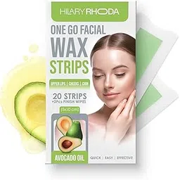 Hilary Rhoda Women One Go Facial Wax Strips - Ready-To-Use for Face, Cheek, Upper Lip & Chin - With 2 Finish Wipes - 20 Strips (Avocado Oil), Pack of 1-picture-32