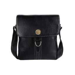 HiLEDER Black Textured Medium Leather 8 inch Cross Body Bag-picture-16