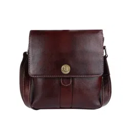 HiLEDER Brown Textured Medium Leather 8 inch Cross Body Bag-picture-30