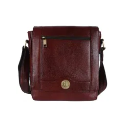 HiLEDER Brown Textured Medium Leather 9 inch Cross Body Bag-picture-40