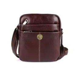 HiLEDER Brown Textured Small Leather 6.5 inch Cross Body Bag-picture-23