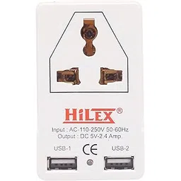 HiLEX Multi Plug 3 Pin 1 Socket + 2 USB | Universal Travel Adapter | Individual Socket | Multiplug three pin plug socket |-picture-25