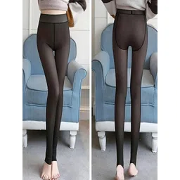 Hill Islands Women Luxe Dual Tone Winter Fur Fleece Leggings-picture-19