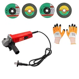 Hillgrove HGCM14M1 Metal Angle Grinder with Gloves &a; 4 Pcs 100mm Cutting Wheel Set image 1