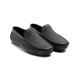 Hilux Men Black Synthetic Leather Round Toe Slip-On Loafers-picture-27