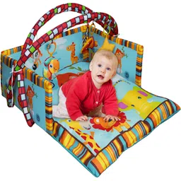 him tax 3 in 1 Baby Play Gym & Mat for Babies Infant Newborn Baby (Multicolor) Rattle-picture-17