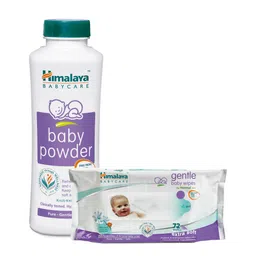 himalaya babycare Himalaya Herbal Baby Powder - 400 gm & Gentle Baby Wipes - 72 Pieces-picture-39