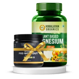 Himalayan Organics Plant Based Magnesium 220mg 120 Veg Capsules Nutrabay Gold Spark Pre Workout - 300g | Pack of 2 Combo-picture-19