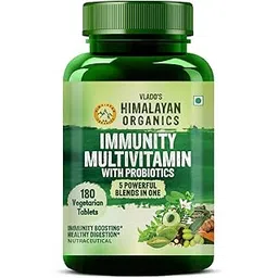 Vlado's Himalayan Organics Immunity Multivitamin With Probiotics | Vitamin B1,B2,B3,B5,B6,B12,A,E,k,D3, Zinc, Giloy, Calcium | 40+Vital Nutrients for Overall Health, Radiance, Strong Bones & Immunity - 180 Veg Tablets-picture-12