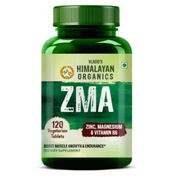 Vlado’s Himalayan Organics ZMA (Zinc Magnesium Aspartate & Vitamin B6) For Men And Women | Nighttime Sports Recovery Supplements | Boost Muscle And Bone Strength | Improve Sleep Quality - 120 Vegetarian Tablets image 1