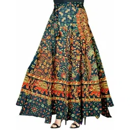 himanshu collection Women Printed Wrap Around Multicolor Skirt-picture-22