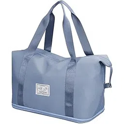 himart Folding Travel Bag with Luggage Shoulder Travel Duffle Bags Expandable Weekender Carry On Hand Travelling Bag for Women and Men. (Blue)-picture-43