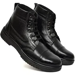 HIMBLE Men's Black Real Leather Steel Toe Light Weight Industrial Safety Boot 09(UK/INDIA)-picture-29