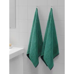 Himeya Set of 2 Green Solid 550 GSM Ultra Soft High Absorbent Sustainable Face Towels-picture-28