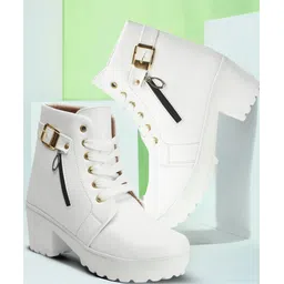 himquen Women Block Heel Boots Synthetic Leather heels with Zip Boots For Women-picture-20